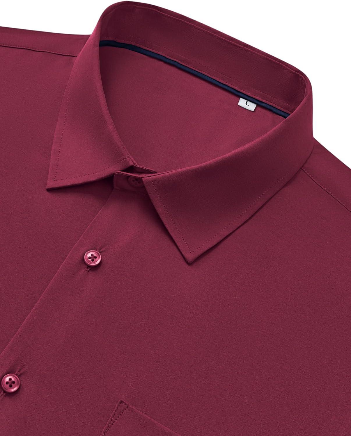 imageAlimens amp Gentle Mens Dress Shirts Stretch Long Sleeve Wrinkle Free Business Casual Button Down Shirt for WeddingBurgundy