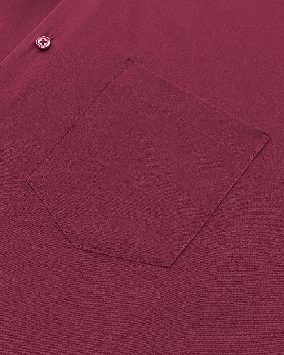 imageAlimens amp Gentle Mens Dress Shirts Stretch Long Sleeve Wrinkle Free Business Casual Button Down Shirt for WeddingBurgundy