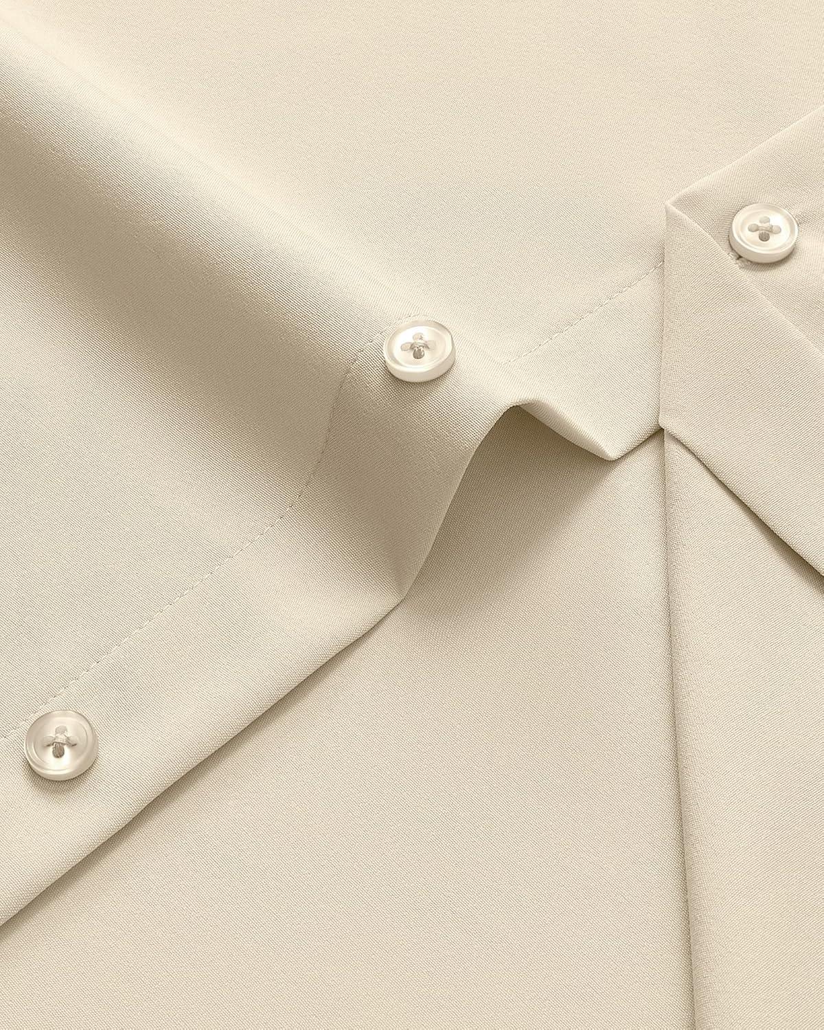 imageAlimens amp Gentle Mens Dress Shirts Stretch Long Sleeve Wrinkle Free Business Casual Button Down Shirt for WeddingKhaki