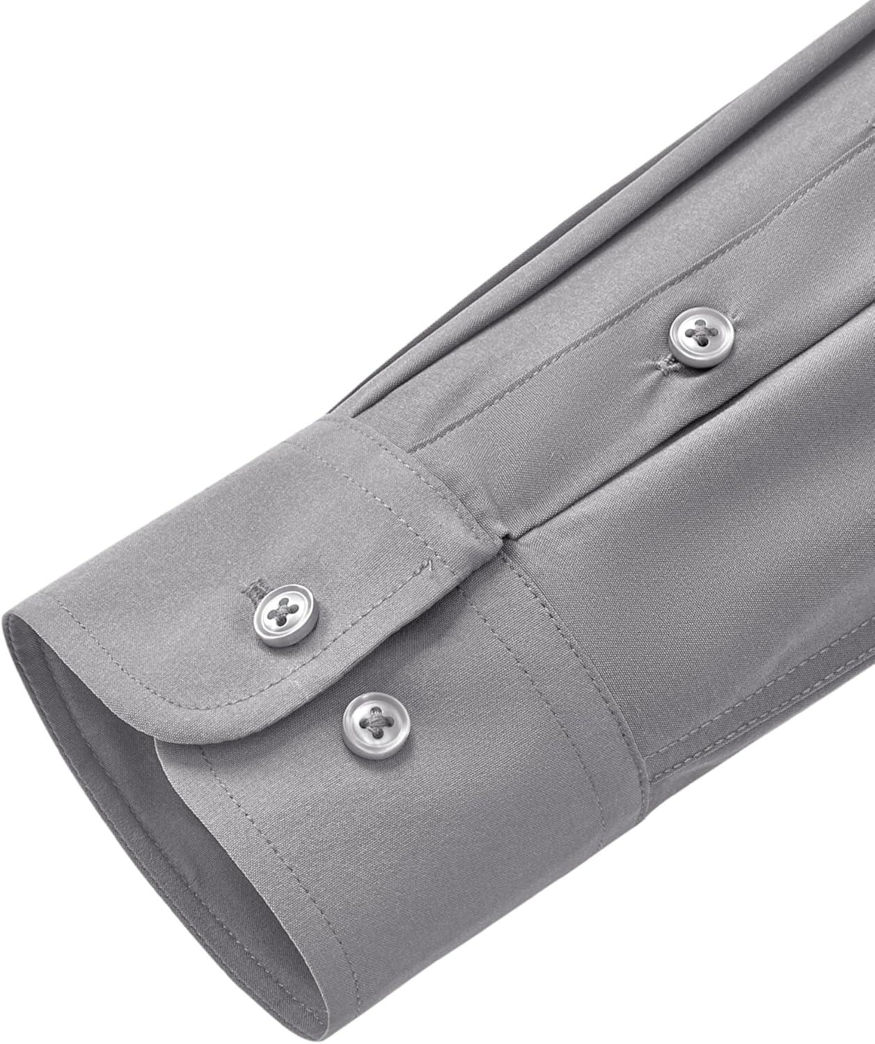 imageAlimens amp Gentle Mens Dress Shirts Stretch Long Sleeve Wrinkle Free Business Casual Button Down Shirt for WeddingLight Grey