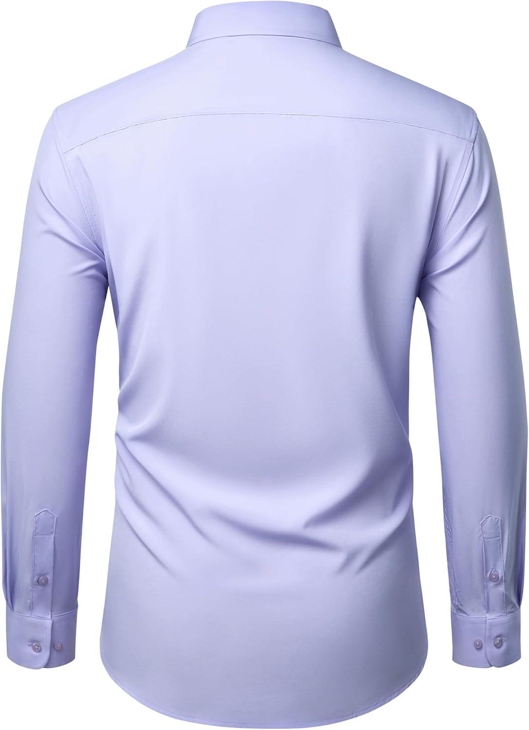 imageAlimens amp Gentle Mens Dress Shirts Stretch Long Sleeve Wrinkle Free Business Casual Button Down Shirt for WeddingLight Purple