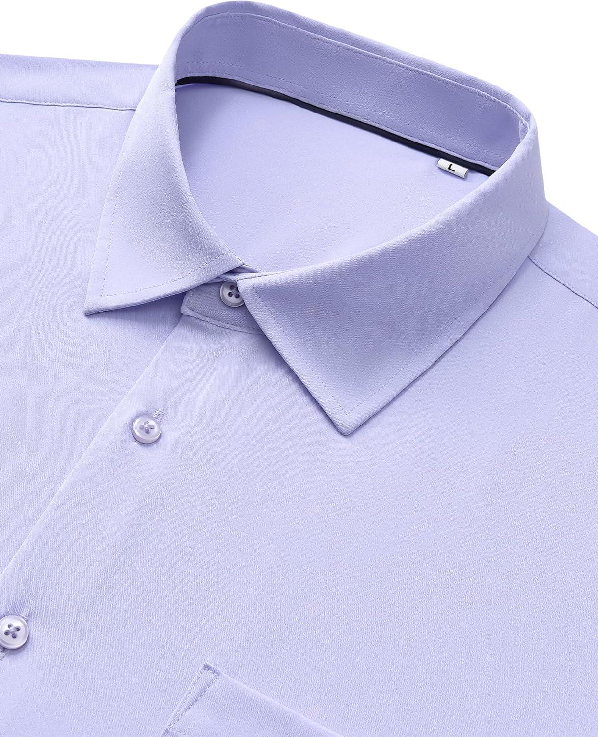 imageAlimens amp Gentle Mens Dress Shirts Stretch Long Sleeve Wrinkle Free Business Casual Button Down Shirt for WeddingLight Purple