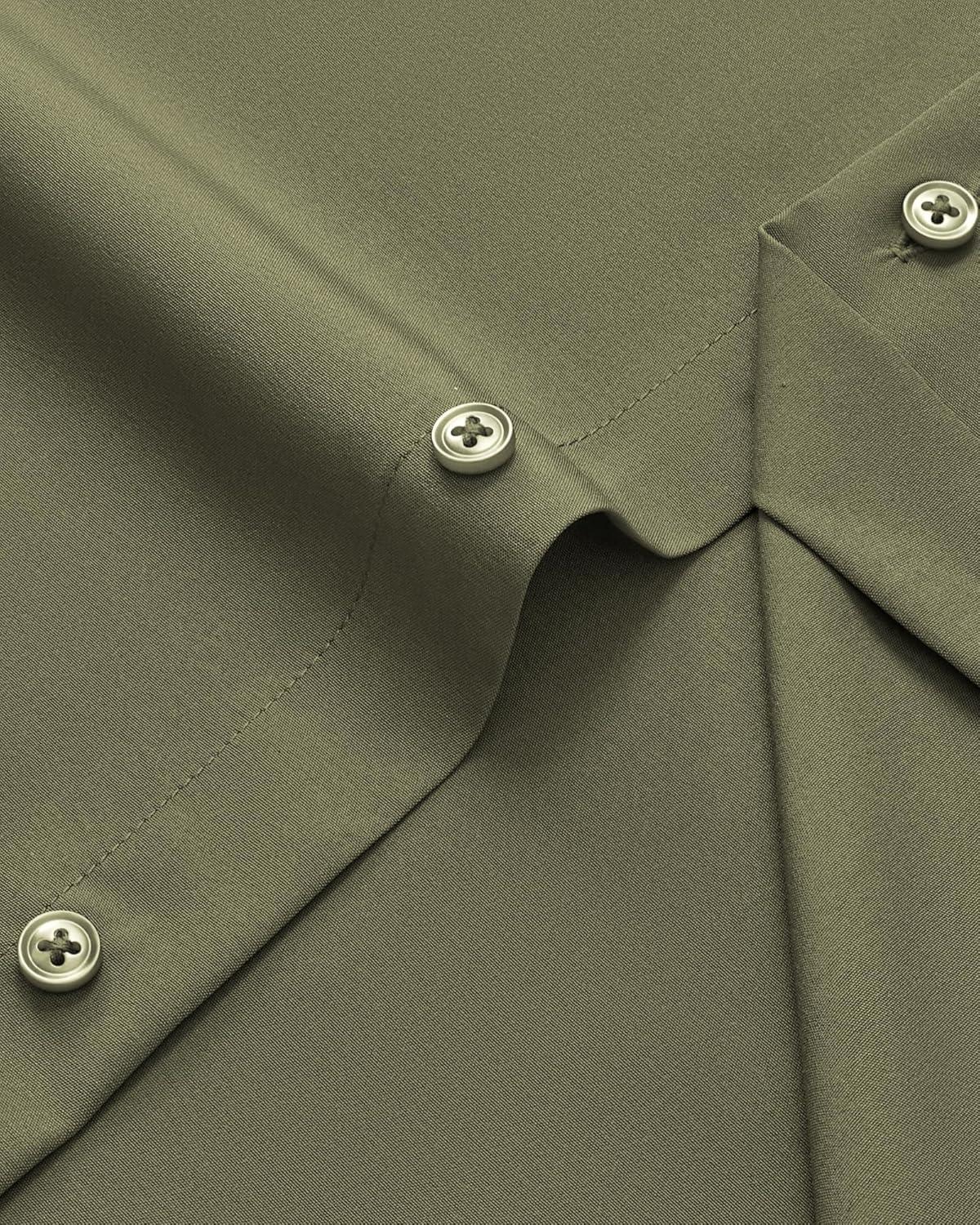 imageAlimens amp Gentle Mens Dress Shirts Stretch Long Sleeve Wrinkle Free Business Casual Button Down Shirt for WeddingOlive Green