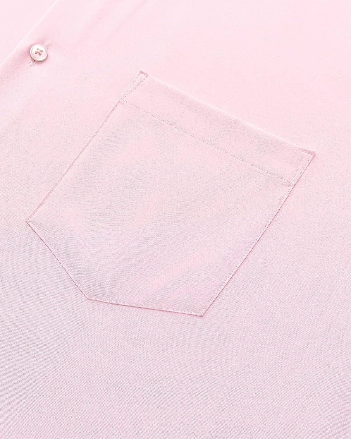 imageAlimens amp Gentle Mens Dress Shirts Stretch Long Sleeve Wrinkle Free Business Casual Button Down Shirt for WeddingPink