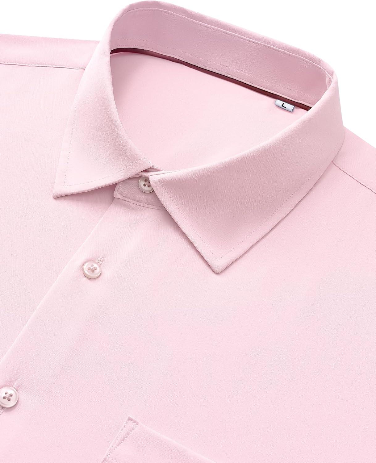 imageAlimens amp Gentle Mens Dress Shirts Stretch Long Sleeve Wrinkle Free Business Casual Button Down Shirt for WeddingPink