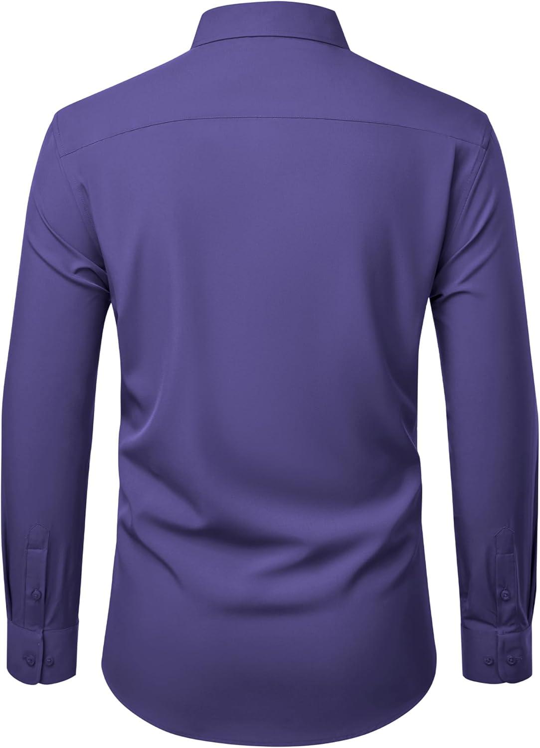 imageAlimens amp Gentle Mens Dress Shirts Stretch Long Sleeve Wrinkle Free Business Casual Button Down Shirt for WeddingPurple