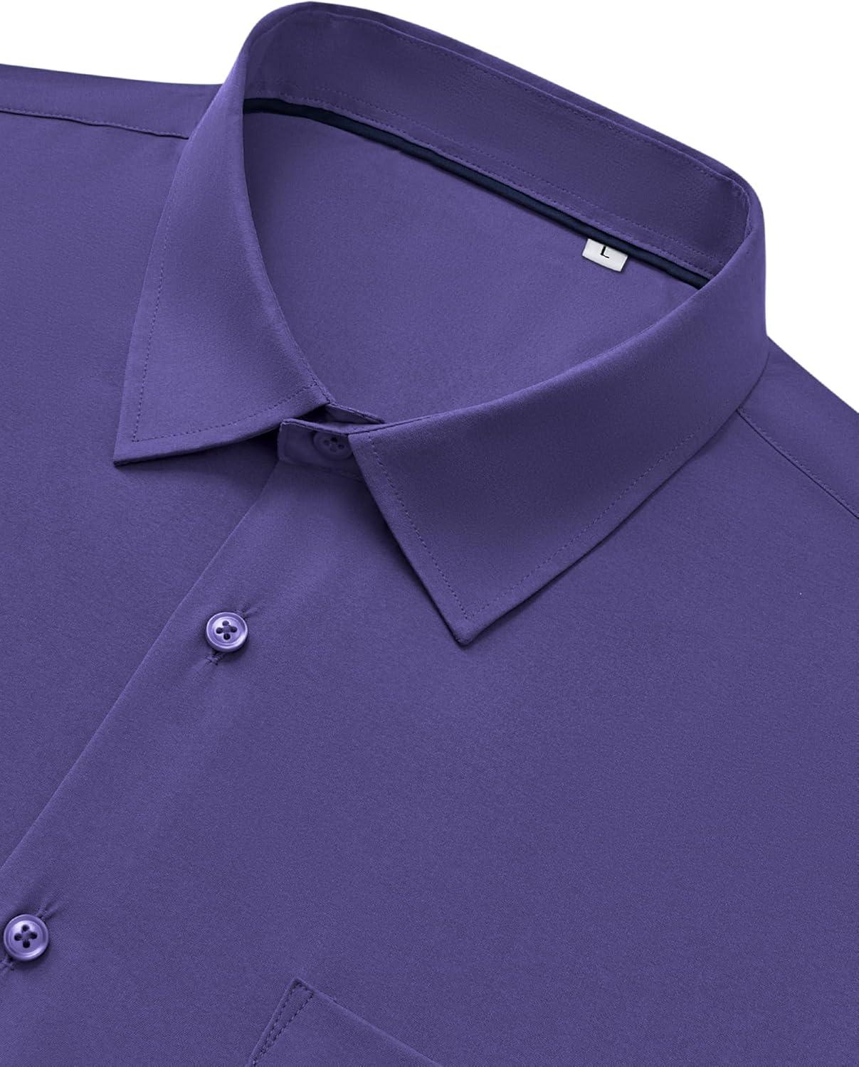 imageAlimens amp Gentle Mens Dress Shirts Stretch Long Sleeve Wrinkle Free Business Casual Button Down Shirt for WeddingPurple