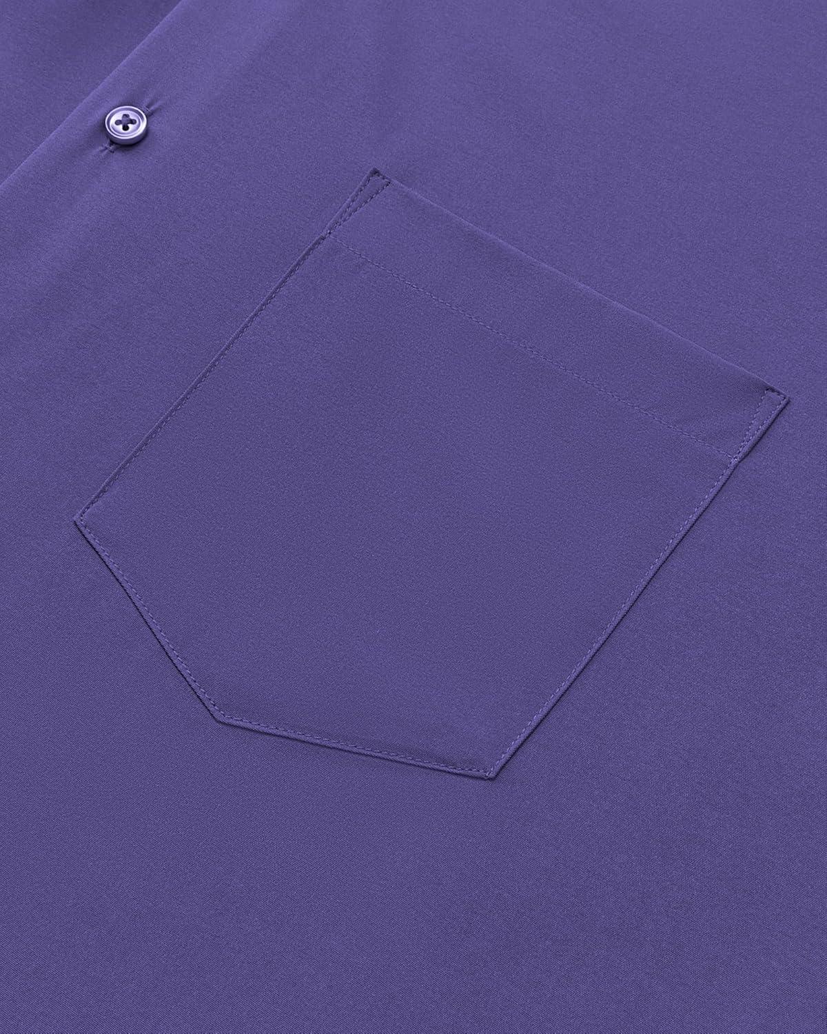 imageAlimens amp Gentle Mens Dress Shirts Stretch Long Sleeve Wrinkle Free Business Casual Button Down Shirt for WeddingPurple