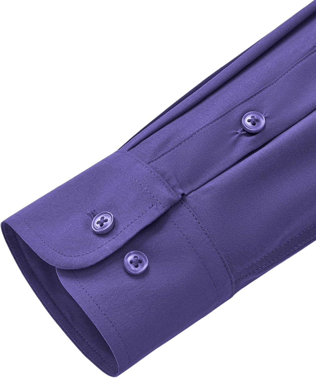 imageAlimens amp Gentle Mens Dress Shirts Stretch Long Sleeve Wrinkle Free Business Casual Button Down Shirt for WeddingPurple