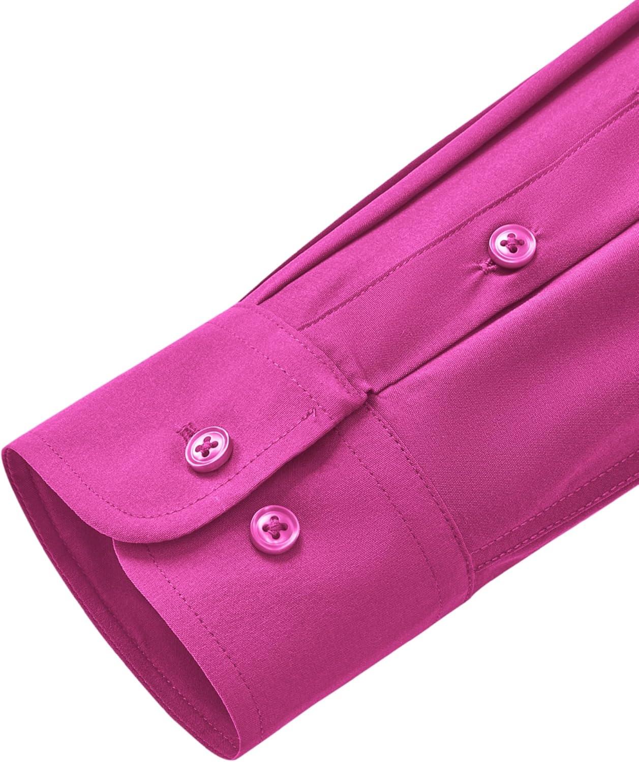 imageAlimens amp Gentle Mens Dress Shirts Stretch Long Sleeve Wrinkle Free Business Casual Button Down Shirt for WeddingRose Pink