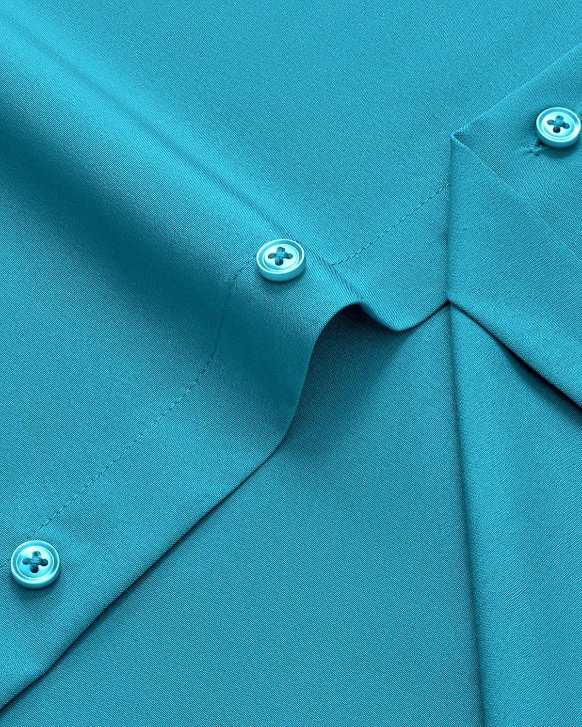 imageAlimens amp Gentle Mens Dress Shirts Stretch Long Sleeve Wrinkle Free Business Casual Button Down Shirt for WeddingTurquoise