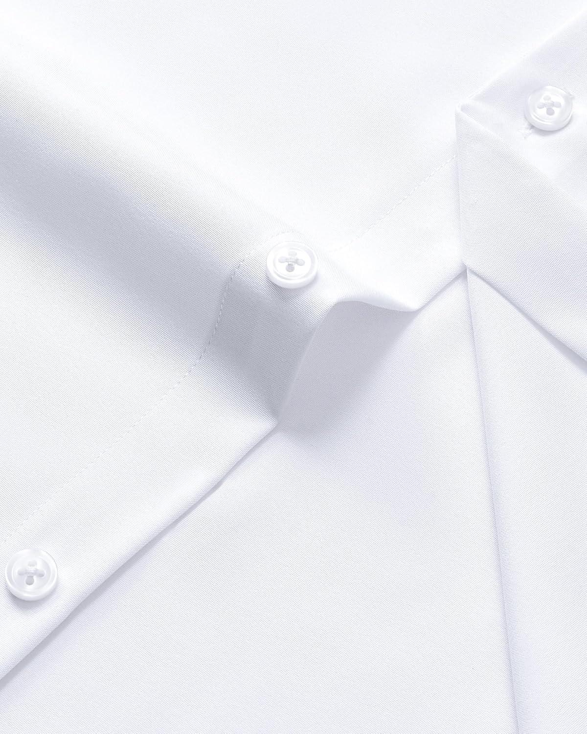 imageAlimens amp Gentle Mens Dress Shirts Stretch Long Sleeve Wrinkle Free Business Casual Button Down Shirt for WeddingWhite