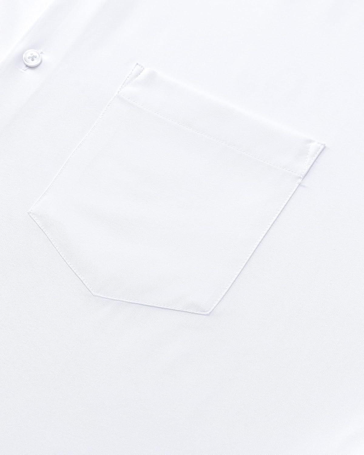 imageAlimens amp Gentle Mens Dress Shirts Stretch Long Sleeve Wrinkle Free Business Casual Button Down Shirt for WeddingWhite