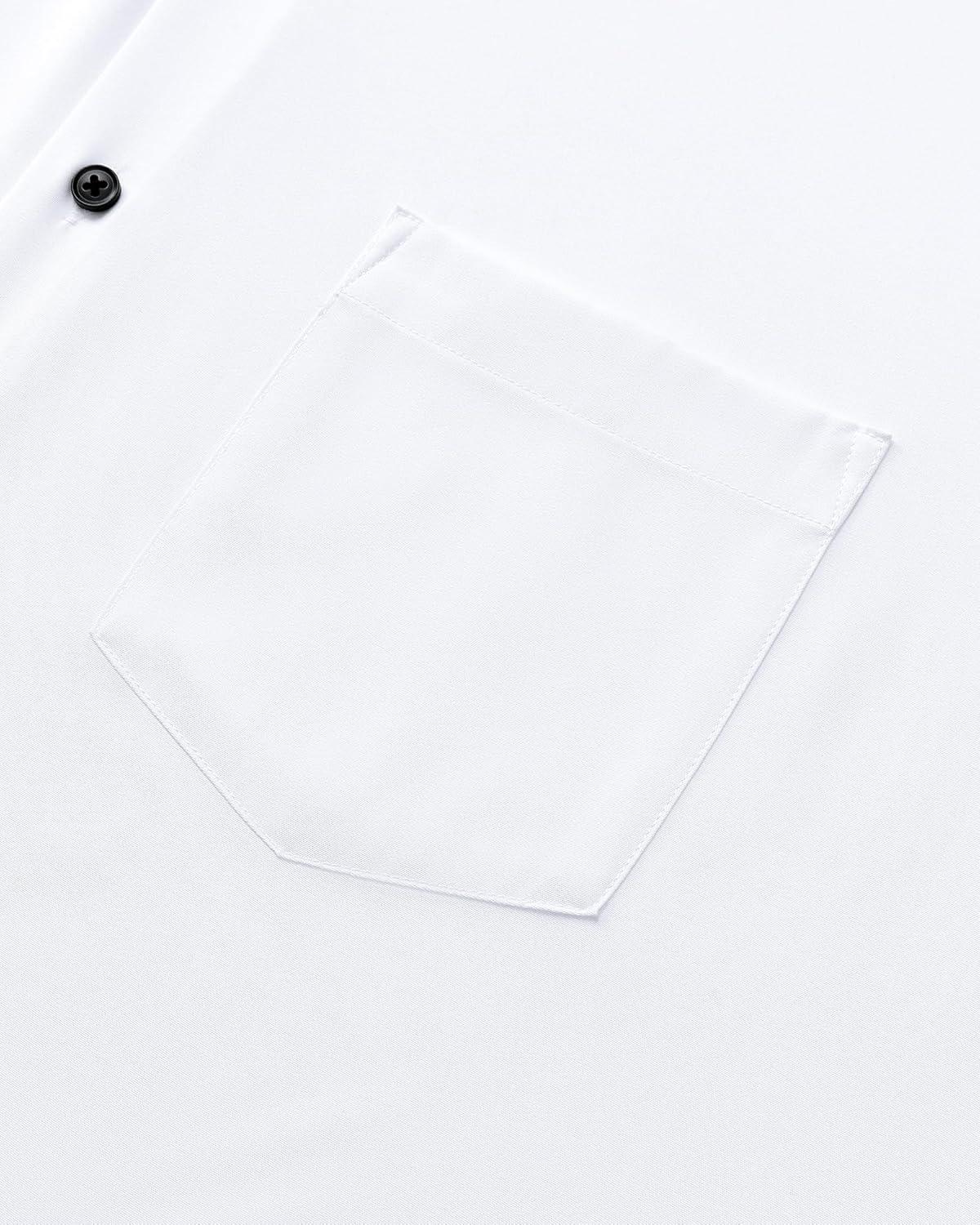 imageAlimens amp Gentle Mens Dress Shirts Stretch Long Sleeve Wrinkle Free Business Casual Button Down Shirt for WeddingWhite Black