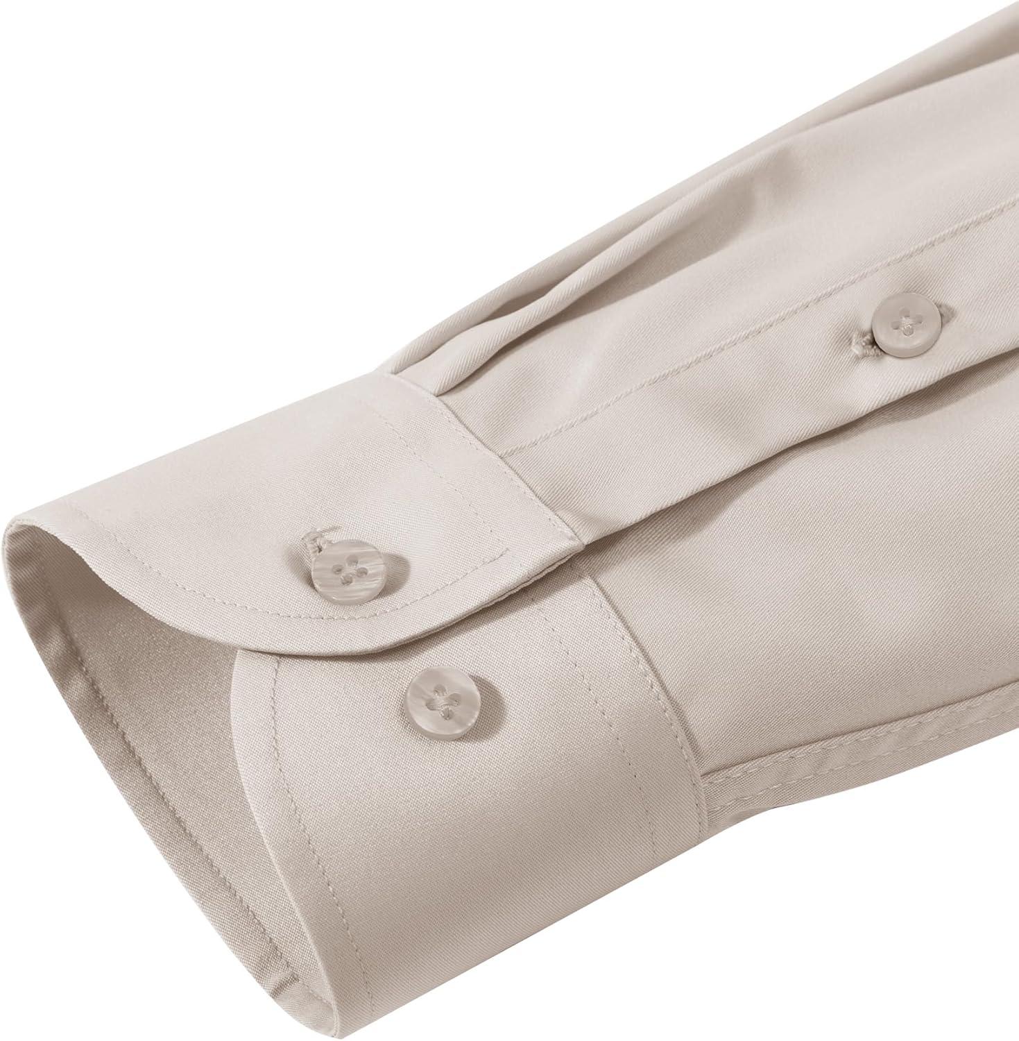 imageAlimens amp Gentle Mens Dress Shirts Transitional Weather Long Sleeve Stretch WrinkleFree Button Down TopBeige