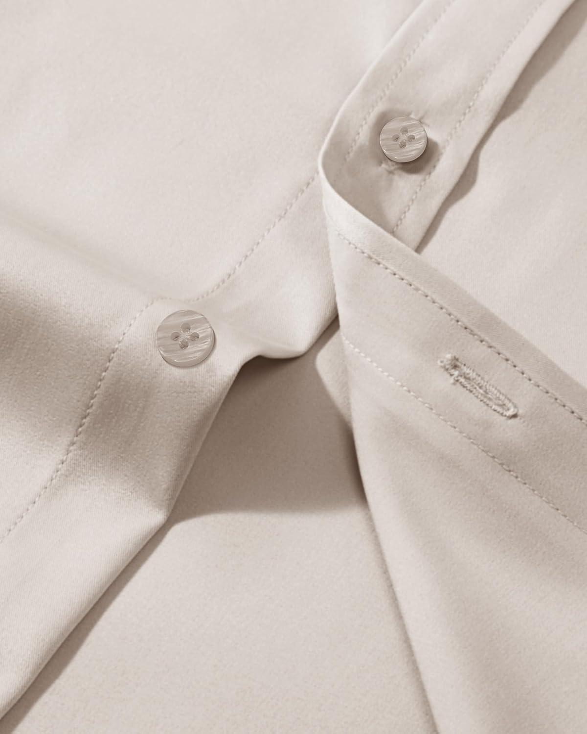 imageAlimens amp Gentle Mens Dress Shirts Transitional Weather Long Sleeve Stretch WrinkleFree Button Down TopBeige
