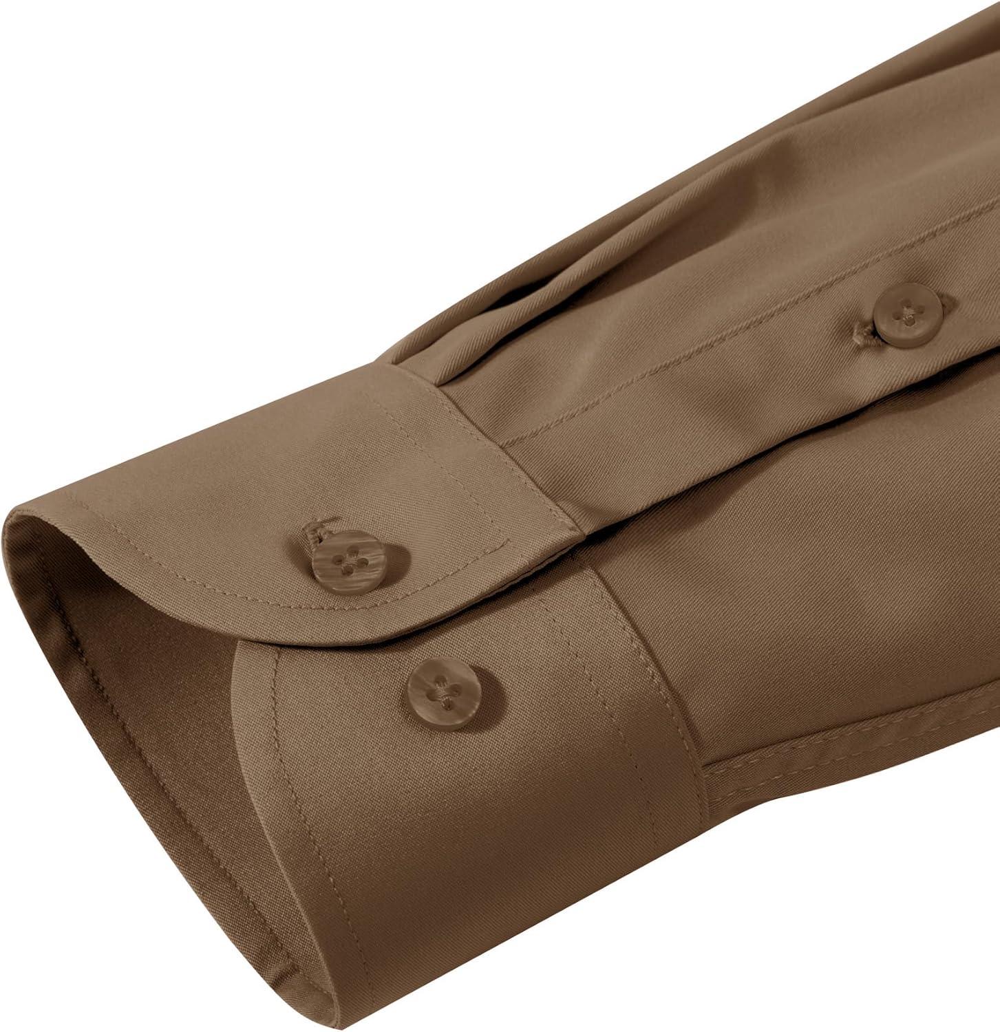imageAlimens amp Gentle Mens Dress Shirts Transitional Weather Long Sleeve Stretch WrinkleFree Button Down TopDark Khaki