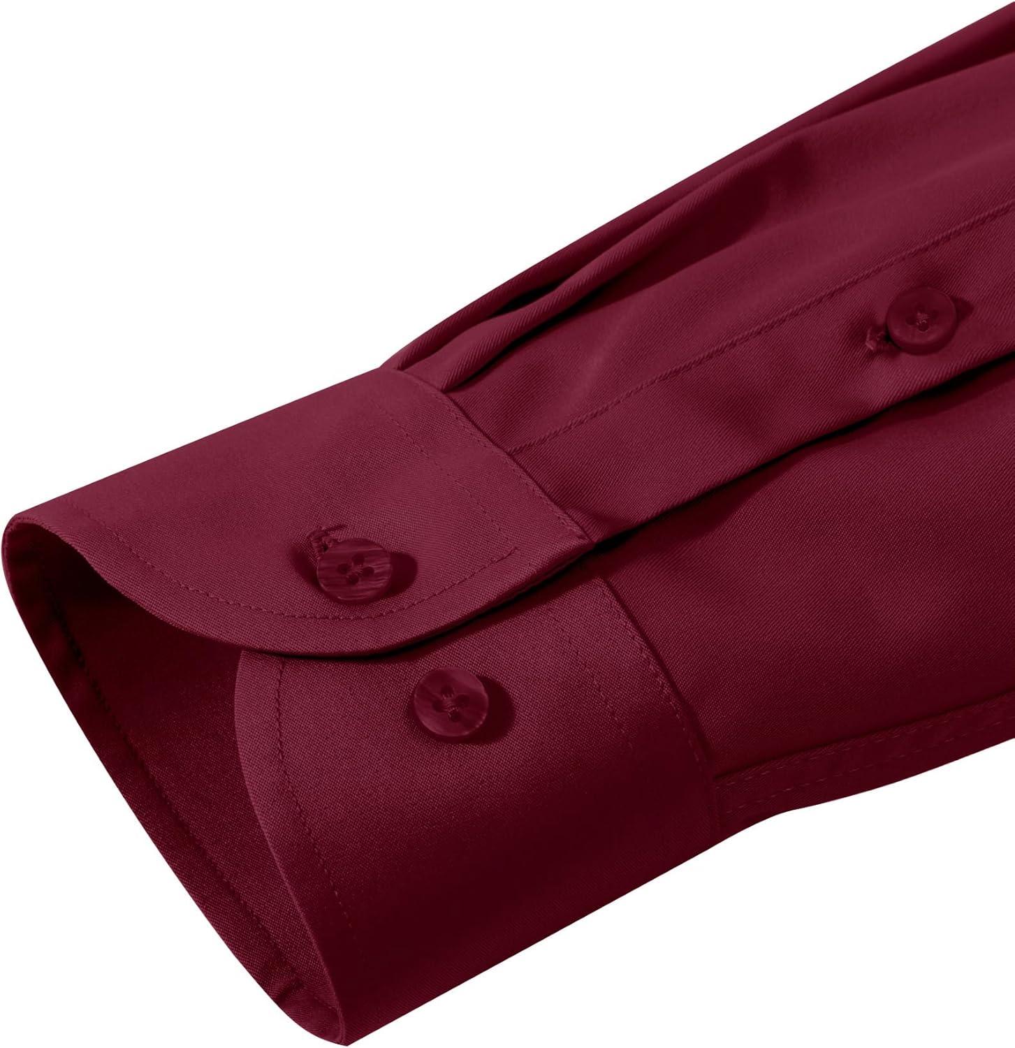 imageAlimens amp Gentle Mens Dress Shirts Transitional Weather Long Sleeve Stretch WrinkleFree Button Down TopWine Red