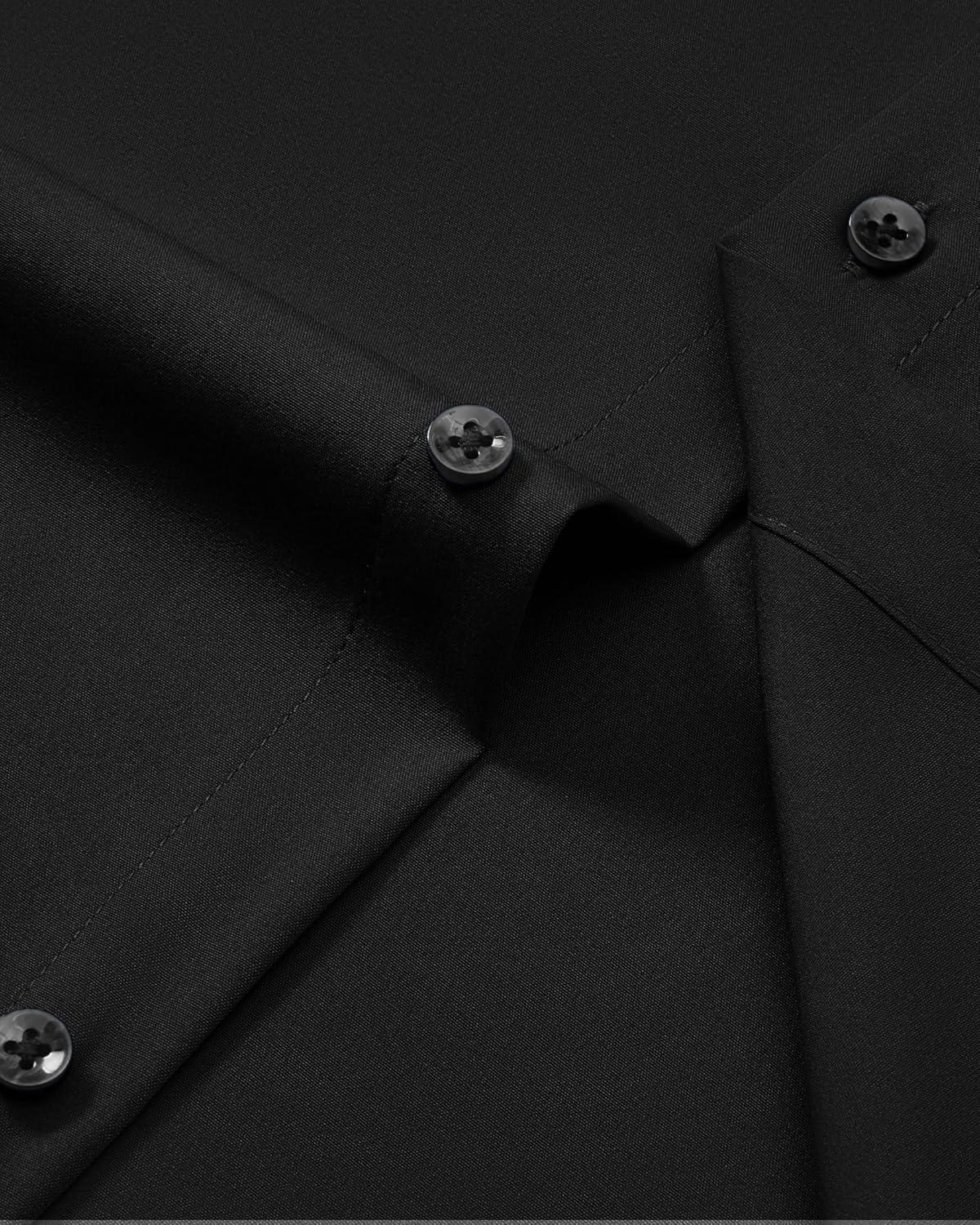 imageAlimens amp Gentle Mens Dress Shirts Wrinkle Free Stretch Solid Long Sleeve Button Down Shirt Wedding DatingBlack