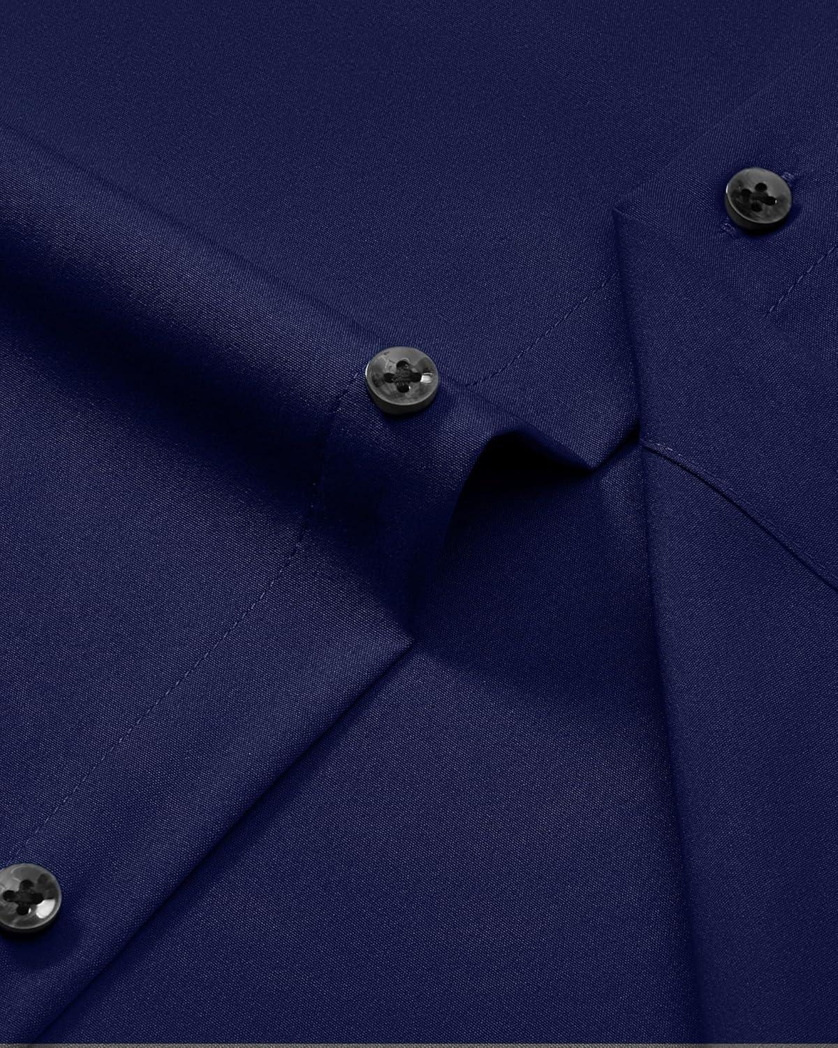 imageAlimens amp Gentle Mens Dress Shirts Wrinkle Free Stretch Solid Long Sleeve Button Down Shirt Wedding DatingNavy Blue
