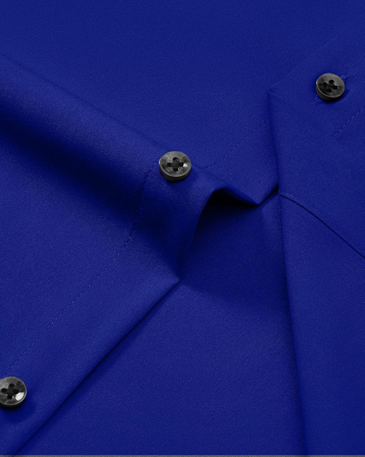 imageAlimens amp Gentle Mens Dress Shirts Wrinkle Free Stretch Solid Long Sleeve Button Down Shirt Wedding DatingRoyal Blue