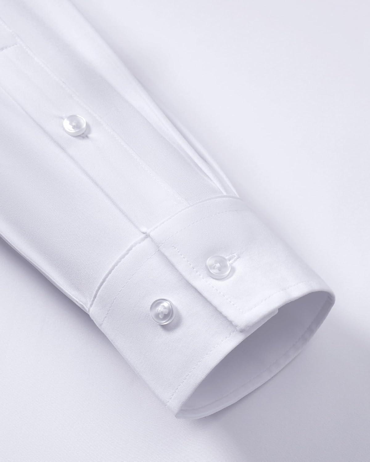 imageAlimens amp Gentle Mens Dress Shirts Wrinkle Free Stretch Solid Long Sleeve Button Down Shirt Wedding DatingSolid White