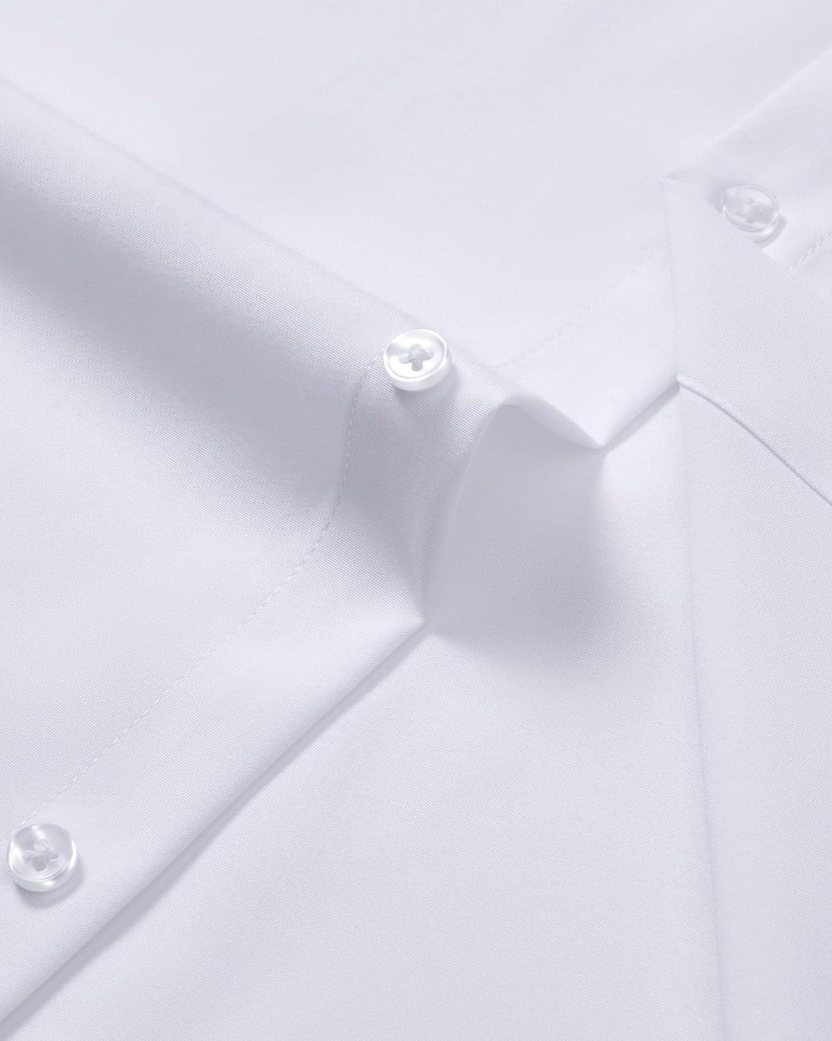imageAlimens amp Gentle Mens Dress Shirts Wrinkle Free Stretch Solid Long Sleeve Button Down Shirt Wedding DatingSolid White