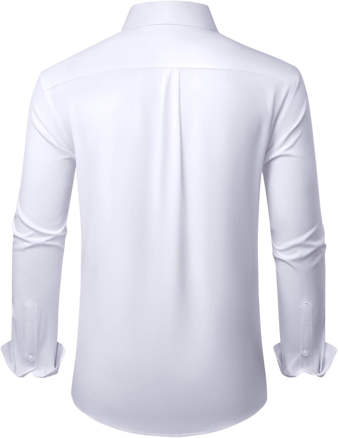 imageAlimens amp Gentle Mens Dress Shirts Wrinkle Free Stretch Solid Long Sleeve Button Down Shirt Wedding DatingSolid White