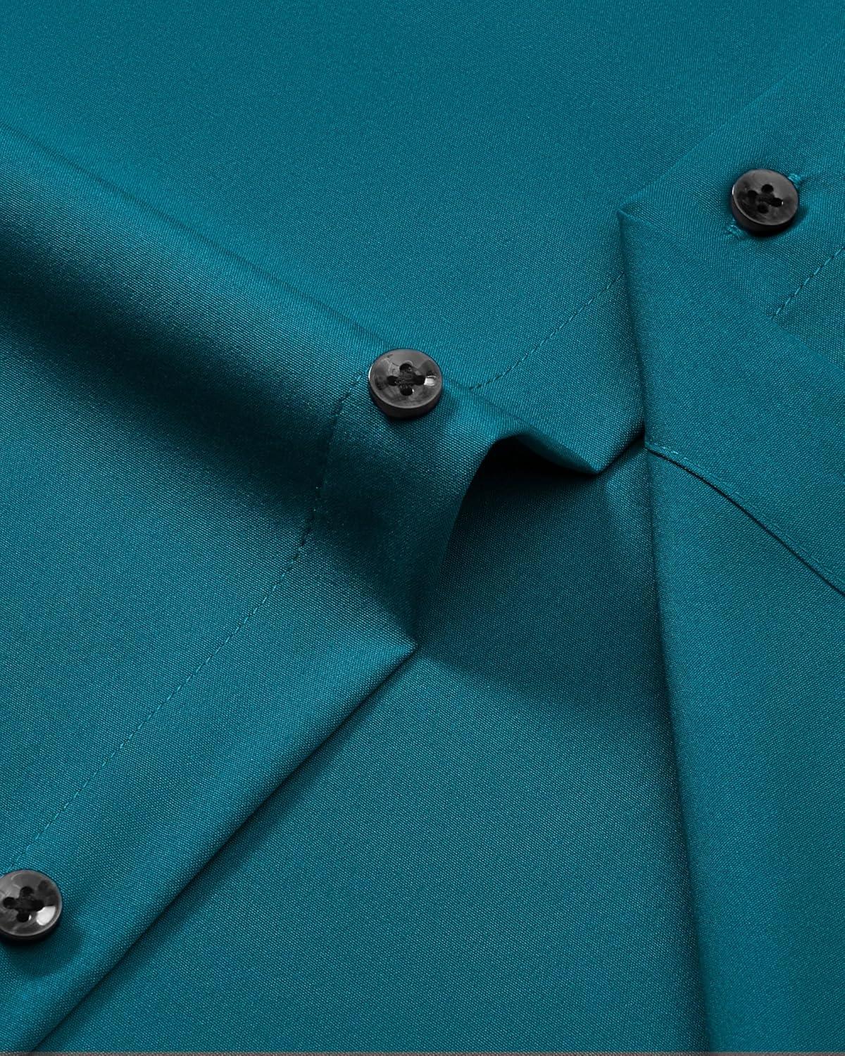 imageAlimens amp Gentle Mens Dress Shirts Wrinkle Free Stretch Solid Long Sleeve Button Down Shirt Wedding DatingTeal