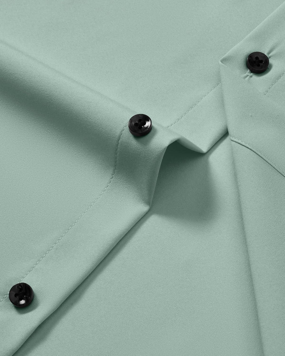 imageAlimens amp Gentle Mens Dress Shirts Wrinkle Free Stretch Solid Long Sleeve Button Down Shirt Wedding DatingTurquoise Green