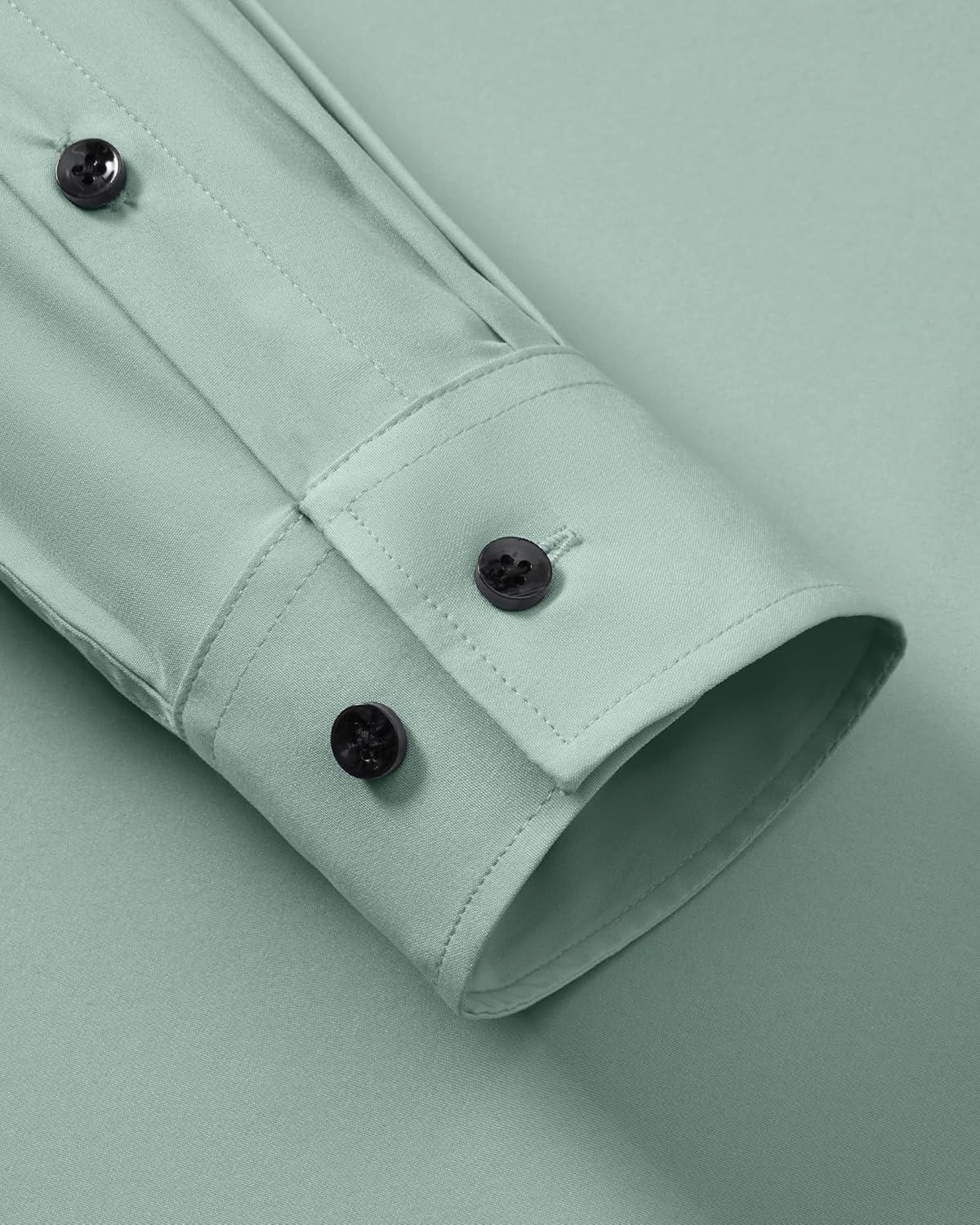 imageAlimens amp Gentle Mens Dress Shirts Wrinkle Free Stretch Solid Long Sleeve Button Down Shirt Wedding DatingTurquoise Green