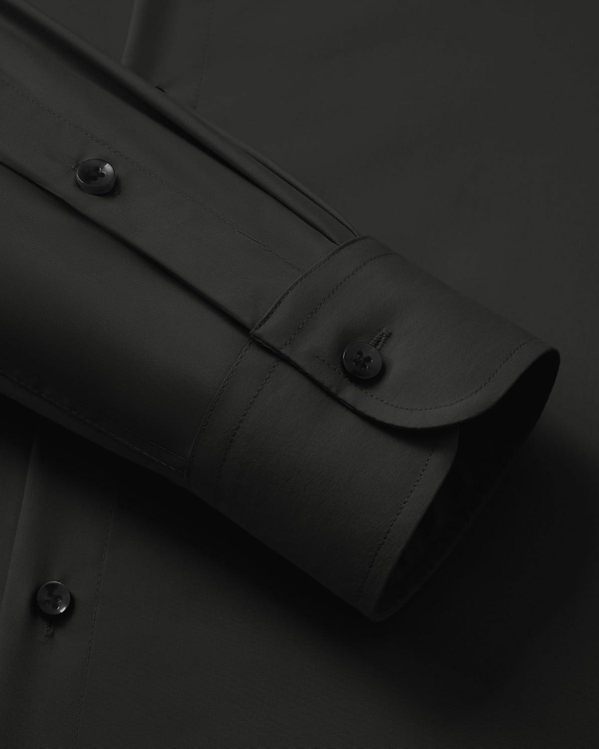 imageAlimens amp Gentle Mens Long Sleeve Dress Shirts Wrinkle Free Stretch Wedding Business Casual Button Down ShirtBlack
