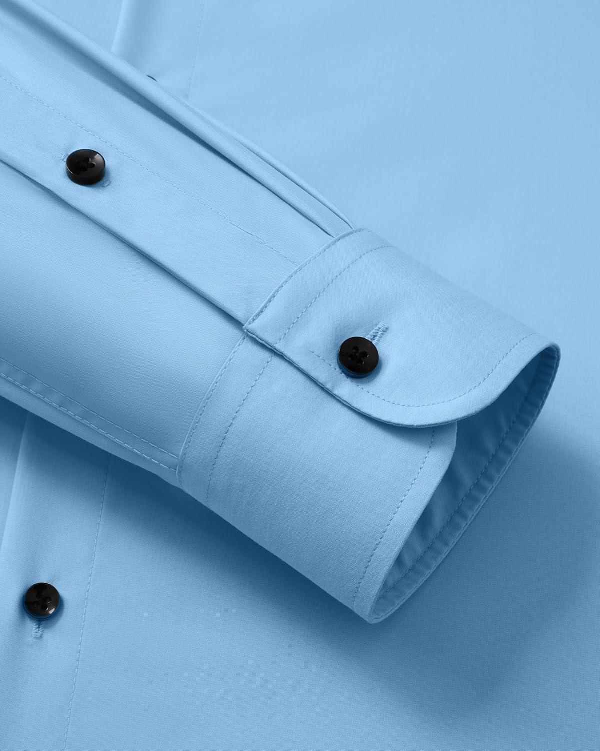 imageAlimens amp Gentle Mens Long Sleeve Dress Shirts Wrinkle Free Stretch Wedding Business Casual Button Down ShirtBlue