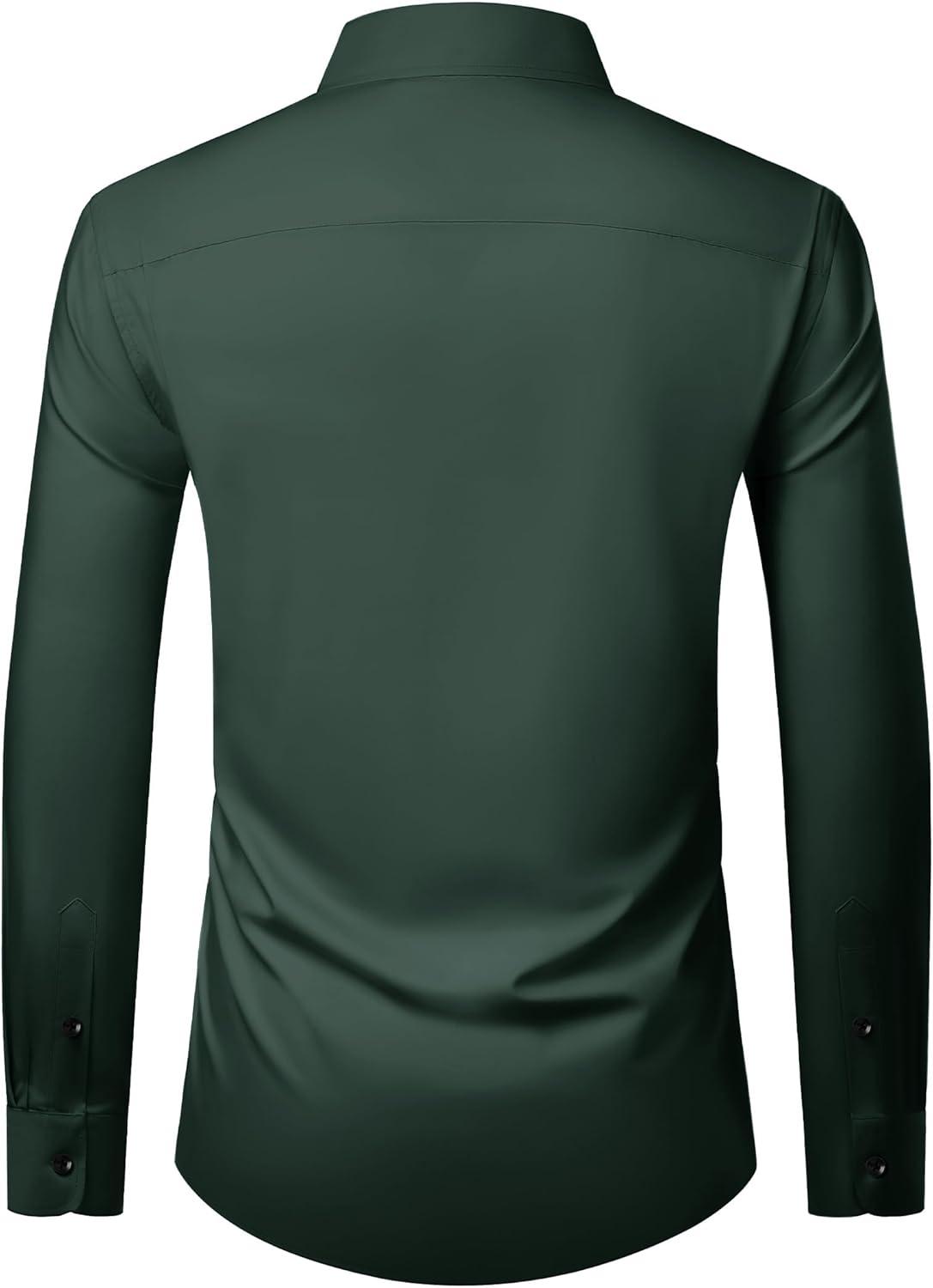 imageAlimens amp Gentle Mens Long Sleeve Dress Shirts Wrinkle Free Stretch Wedding Business Casual Button Down ShirtGreen