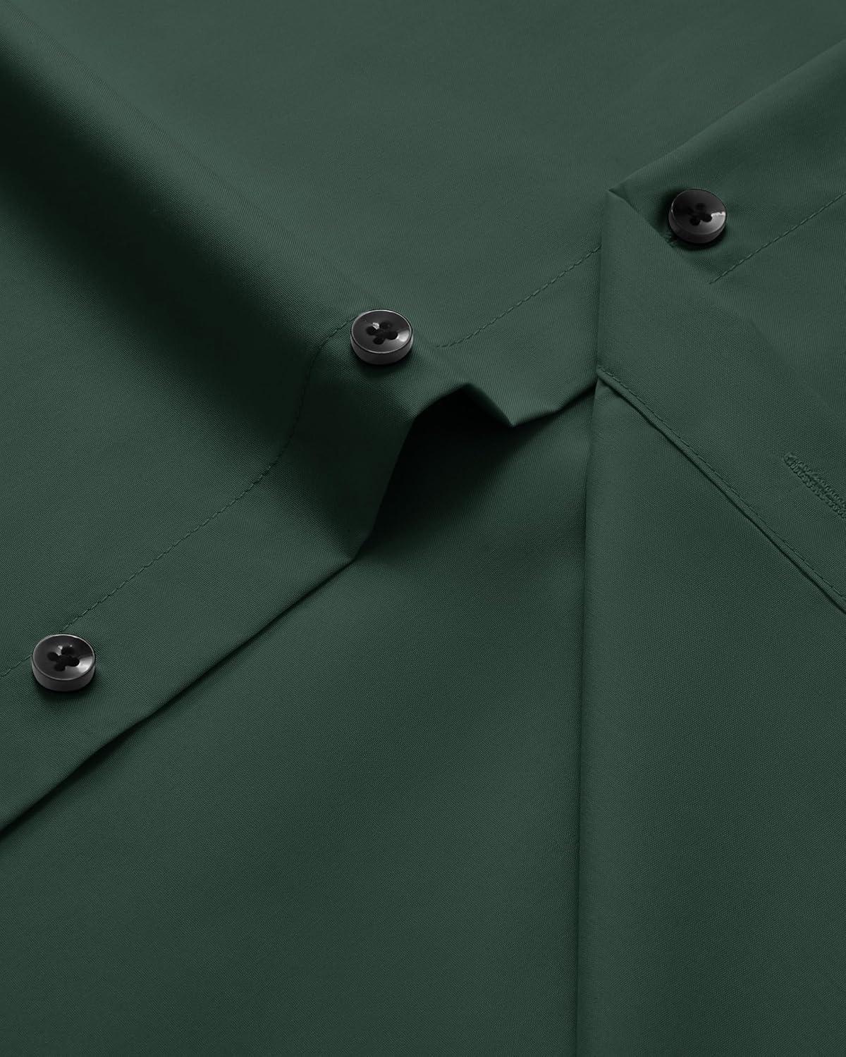 imageAlimens amp Gentle Mens Long Sleeve Dress Shirts Wrinkle Free Stretch Wedding Business Casual Button Down ShirtGreen