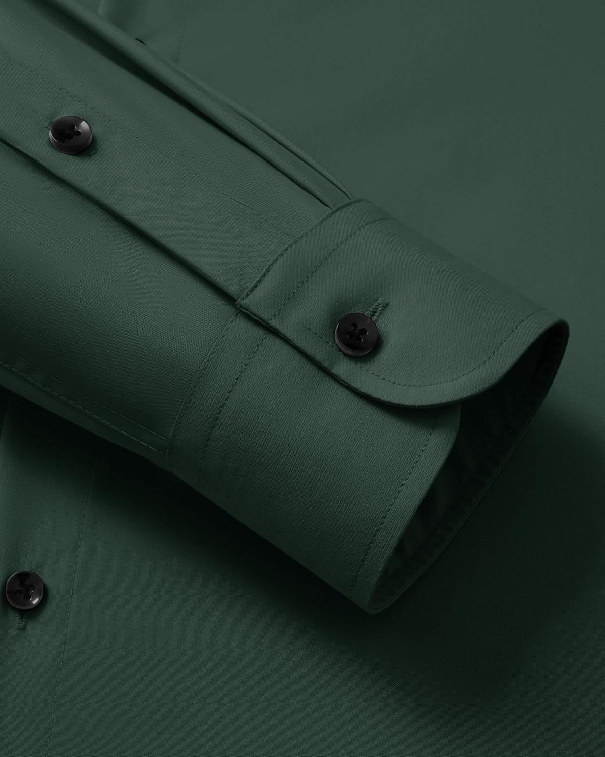 imageAlimens amp Gentle Mens Long Sleeve Dress Shirts Wrinkle Free Stretch Wedding Business Casual Button Down ShirtGreen
