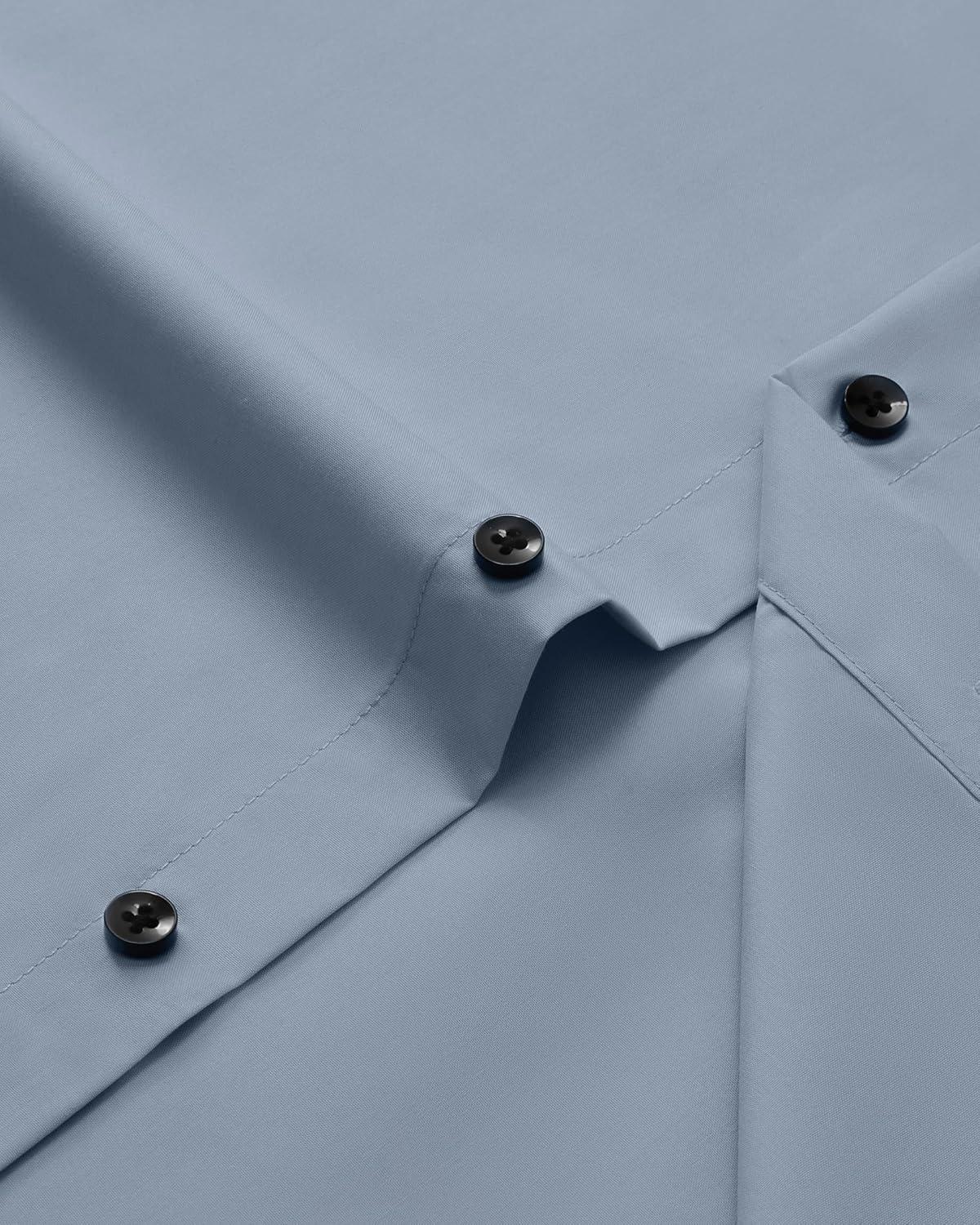 imageAlimens amp Gentle Mens Long Sleeve Dress Shirts Wrinkle Free Stretch Wedding Business Casual Button Down ShirtGrey
