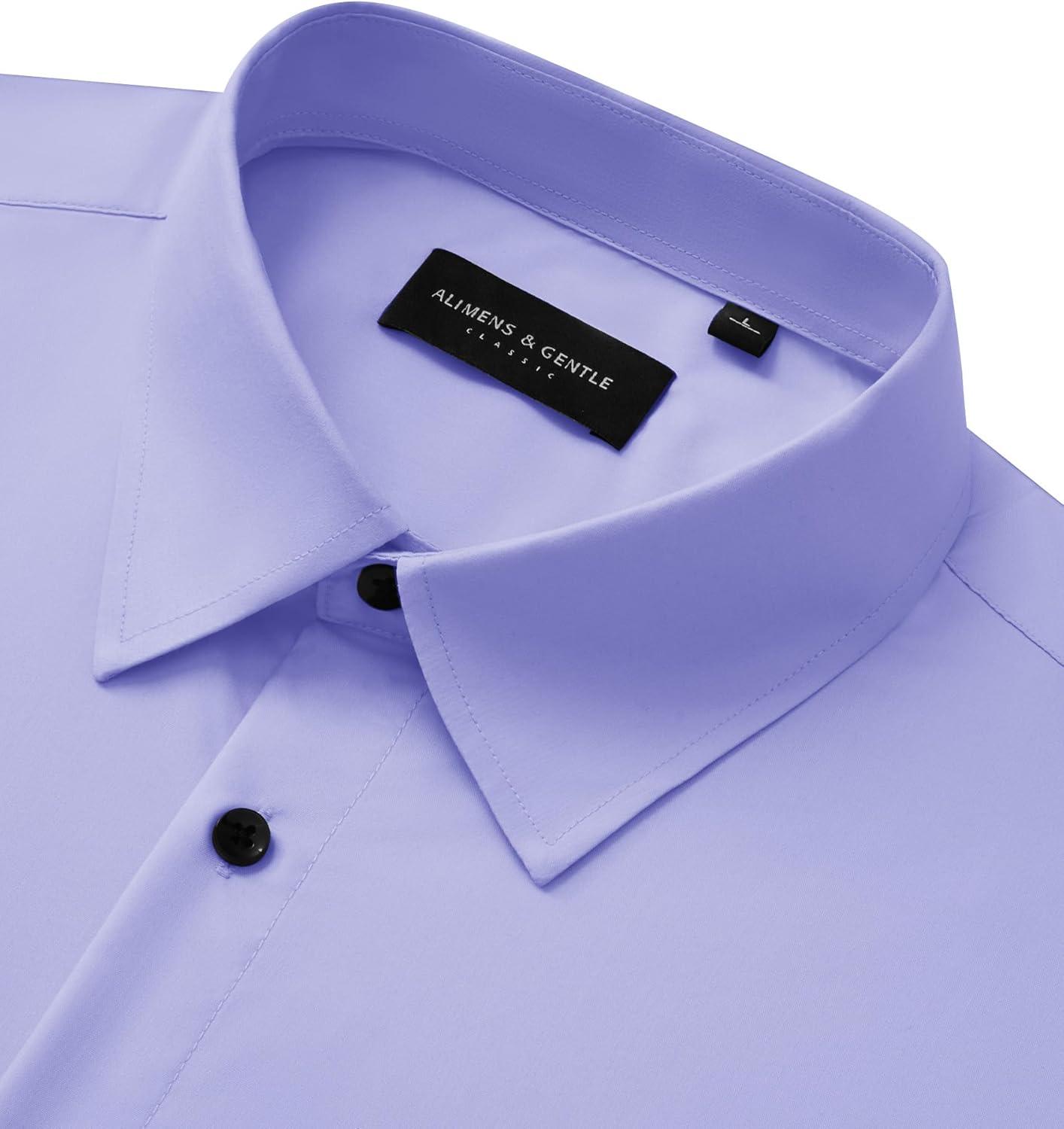 imageAlimens amp Gentle Mens Long Sleeve Dress Shirts Wrinkle Free Stretch Wedding Business Casual Button Down ShirtLavender