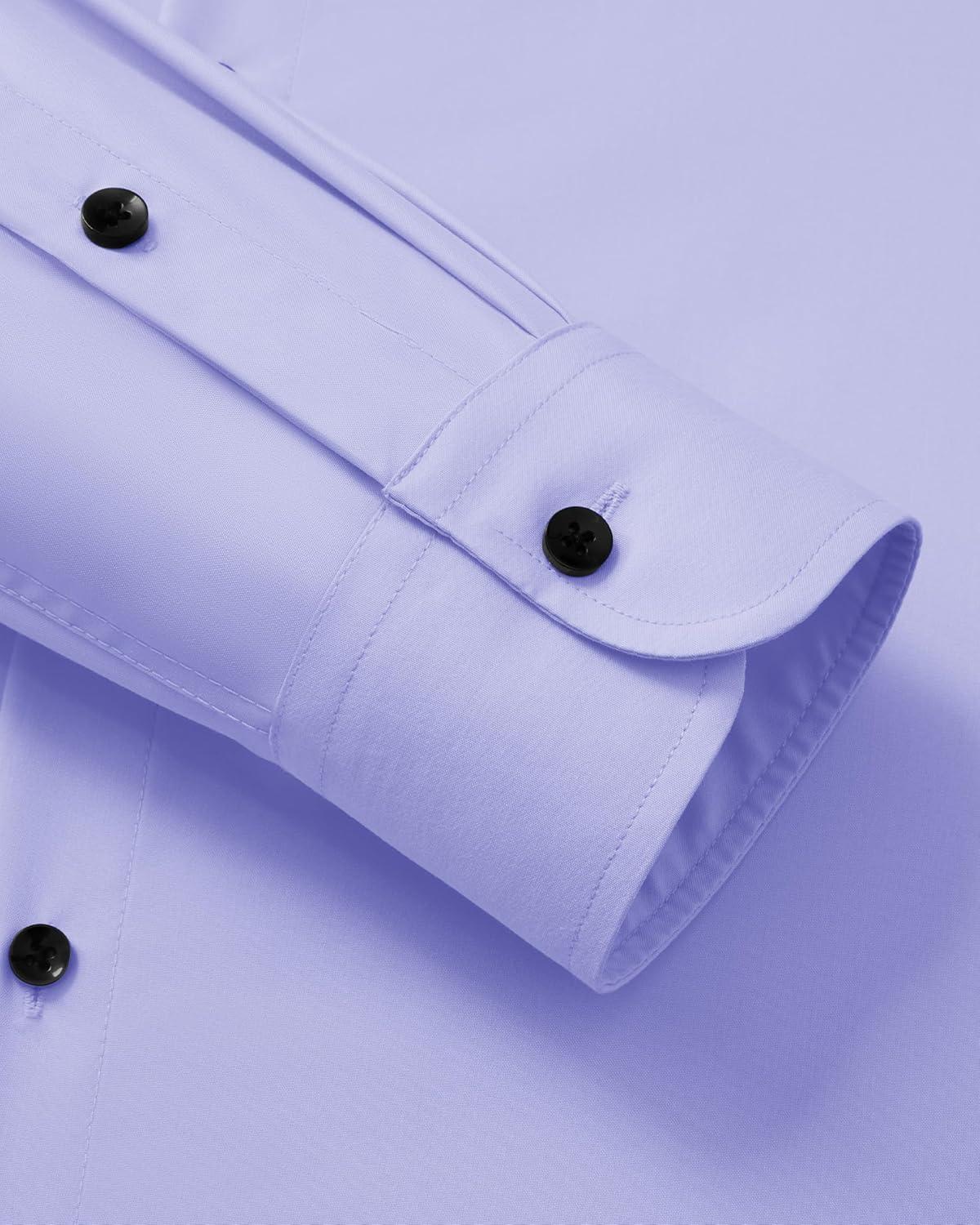 imageAlimens amp Gentle Mens Long Sleeve Dress Shirts Wrinkle Free Stretch Wedding Business Casual Button Down ShirtLavender