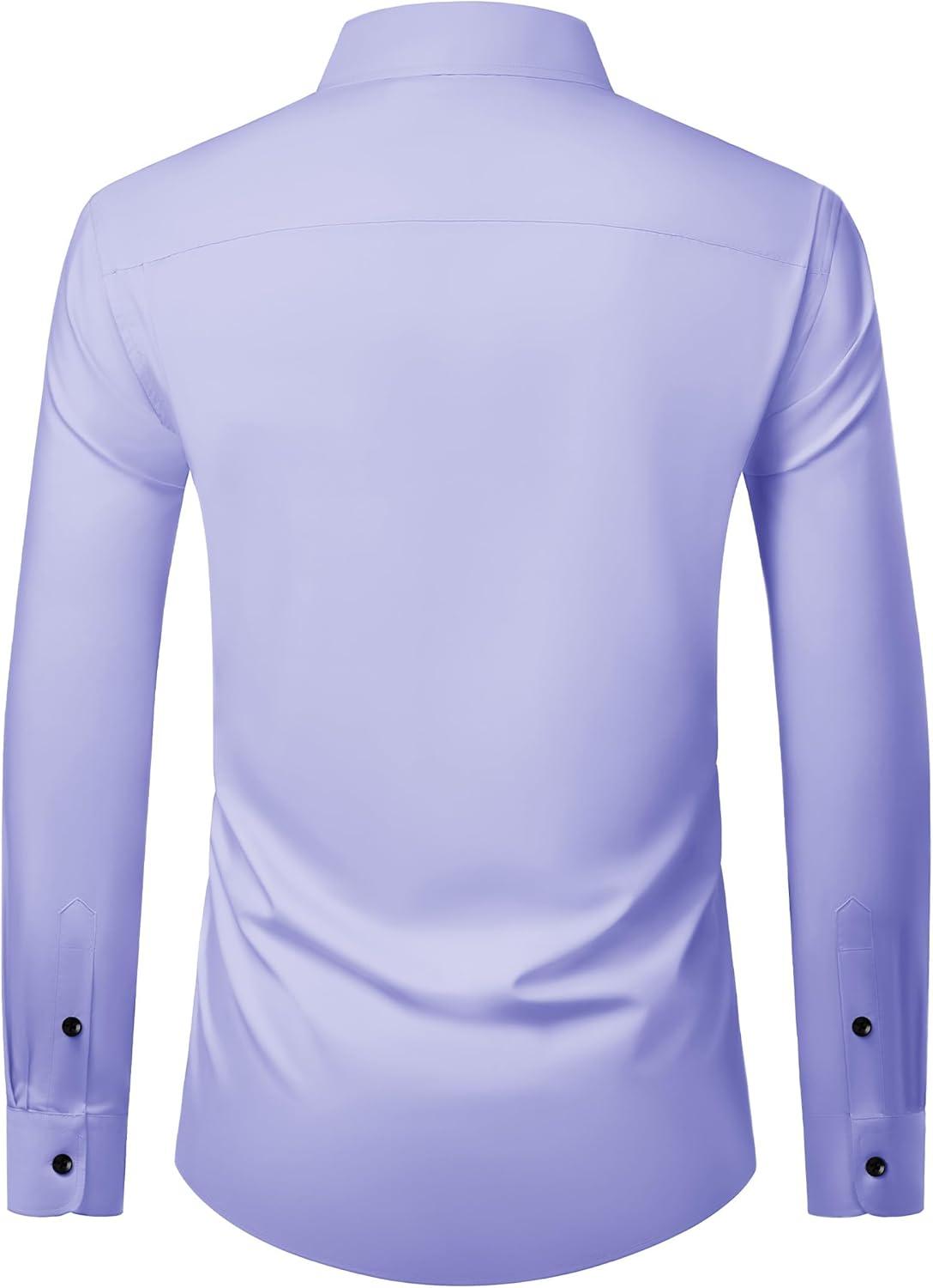 imageAlimens amp Gentle Mens Long Sleeve Dress Shirts Wrinkle Free Stretch Wedding Business Casual Button Down ShirtLavender