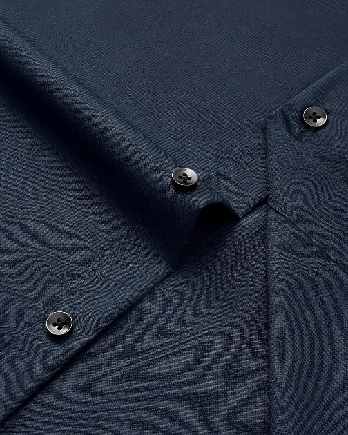 imageAlimens amp Gentle Mens Long Sleeve Dress Shirts Wrinkle Free Stretch Wedding Business Casual Button Down ShirtNavy Blue