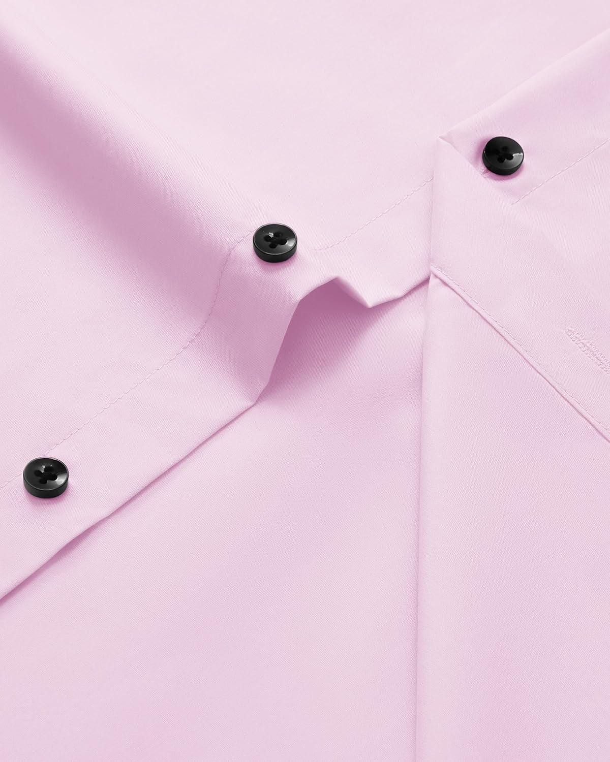 imageAlimens amp Gentle Mens Long Sleeve Dress Shirts Wrinkle Free Stretch Wedding Business Casual Button Down ShirtPink