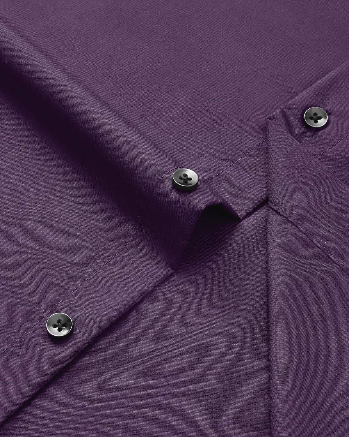 imageAlimens amp Gentle Mens Long Sleeve Dress Shirts Wrinkle Free Stretch Wedding Business Casual Button Down ShirtPurple