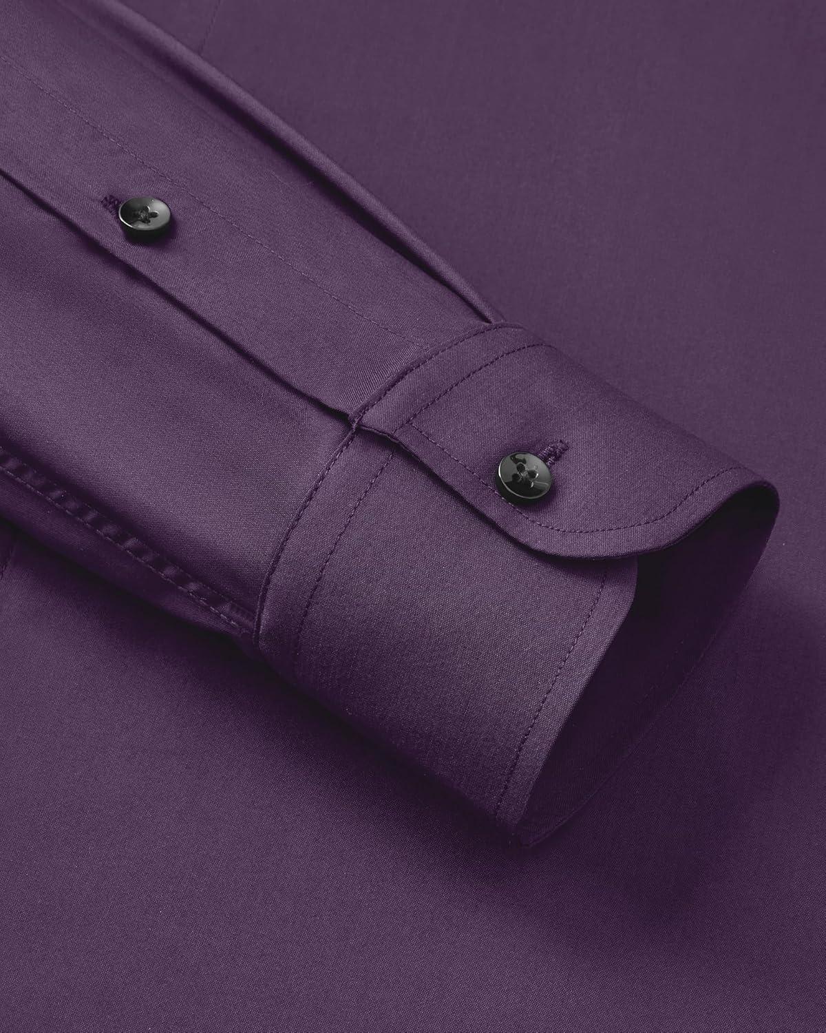 imageAlimens amp Gentle Mens Long Sleeve Dress Shirts Wrinkle Free Stretch Wedding Business Casual Button Down ShirtPurple