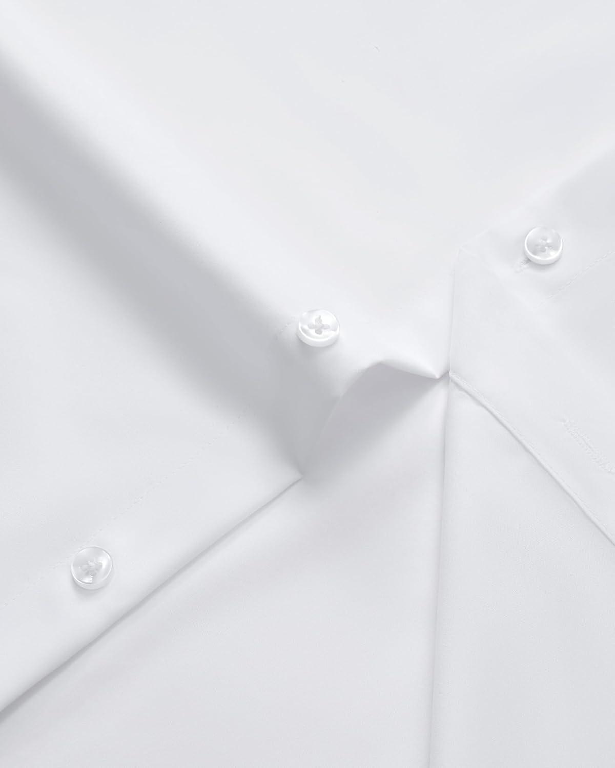imageAlimens amp Gentle Mens Long Sleeve Dress Shirts Wrinkle Free Stretch Wedding Business Casual Button Down ShirtWhite