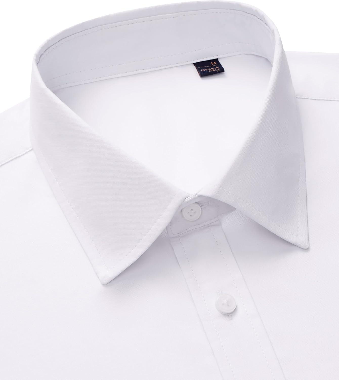 imageAlimens amp Gentle Mens Oxford Shirt Solid Stretch Dress Shirts Casual Business Long Sleeve Button Down Shirt with PocketAll White