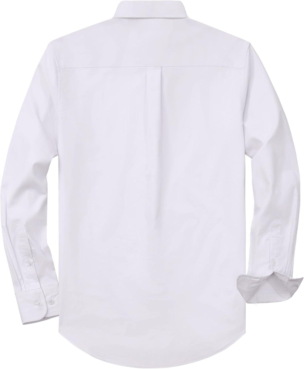 imageAlimens amp Gentle Mens Oxford Shirt Solid Stretch Dress Shirts Casual Business Long Sleeve Button Down Shirt with PocketAll White