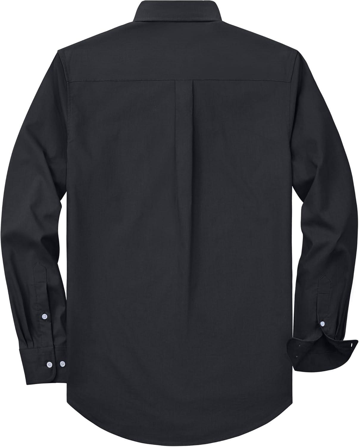 imageAlimens amp Gentle Mens Oxford Shirt Solid Stretch Dress Shirts Casual Business Long Sleeve Button Down Shirt with PocketBlack
