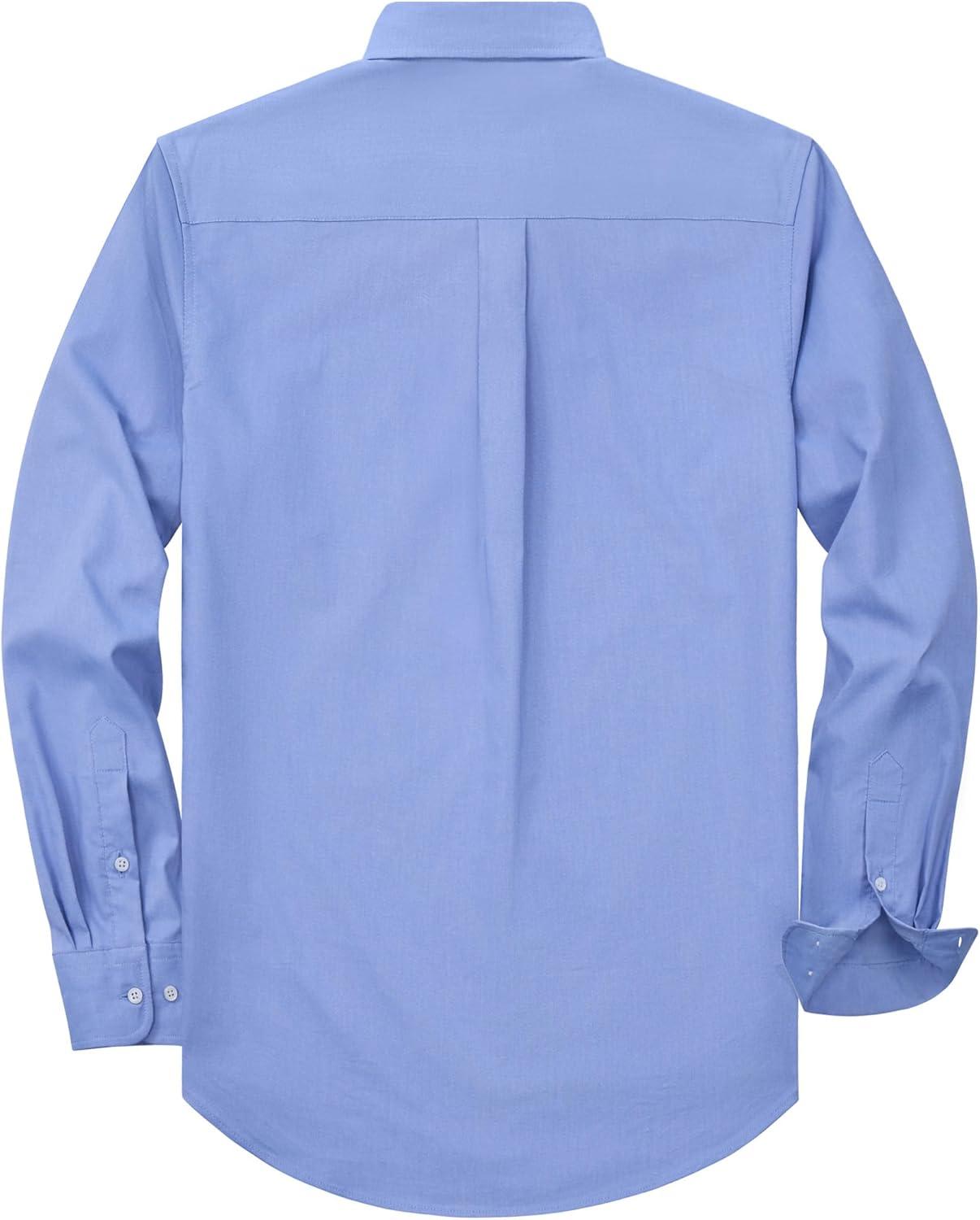 imageAlimens amp Gentle Mens Oxford Shirt Solid Stretch Dress Shirts Casual Business Long Sleeve Button Down Shirt with PocketBlue