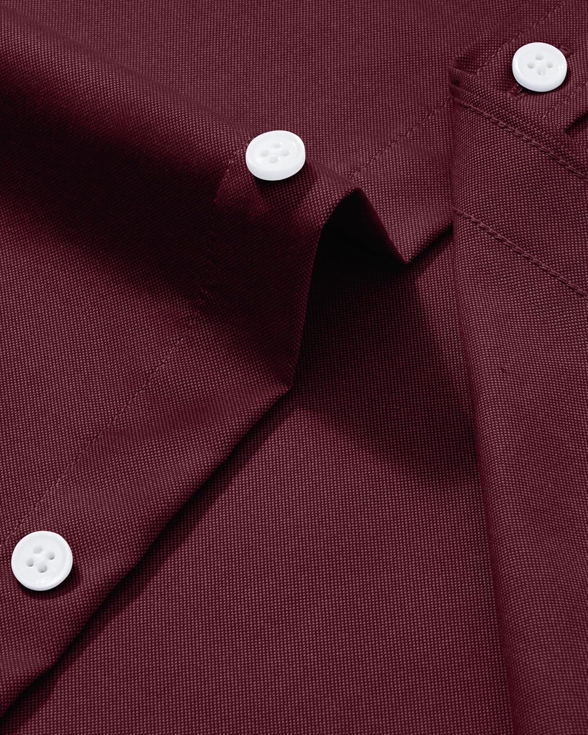 imageAlimens amp Gentle Mens Oxford Shirt Solid Stretch Dress Shirts Casual Business Long Sleeve Button Down Shirt with PocketBurgundy